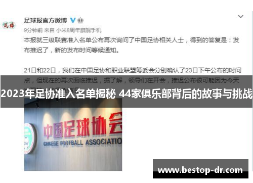 2023年足协准入名单揭秘 44家俱乐部背后的故事与挑战