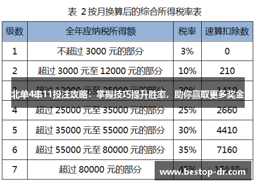 北单4串11投注攻略：掌握技巧提升胜率，助你赢取更多奖金