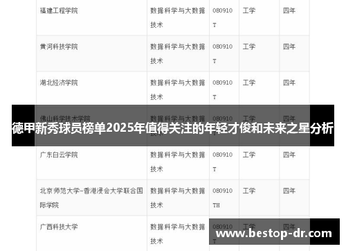 德甲新秀球员榜单2025年值得关注的年轻才俊和未来之星分析